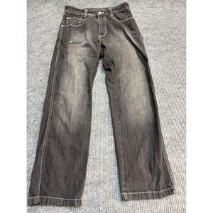 Southpole Mens Baggy Jeans 32 Black Faded Contrast Stitch Y2K Skater Streetwear